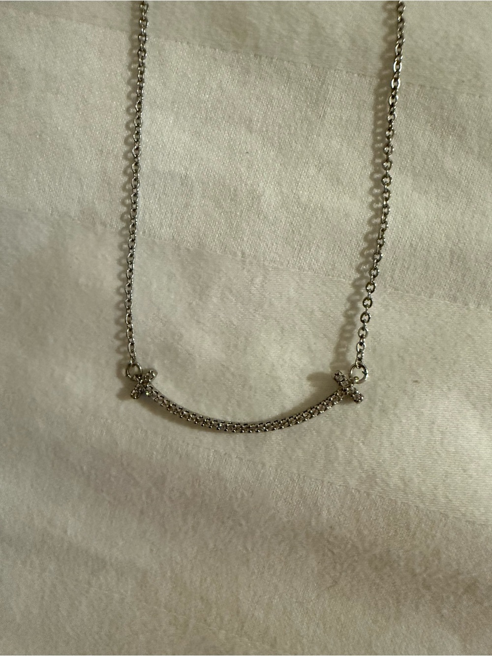 Park Lane Delicate Silver Pavé Bar Necklace - Happy